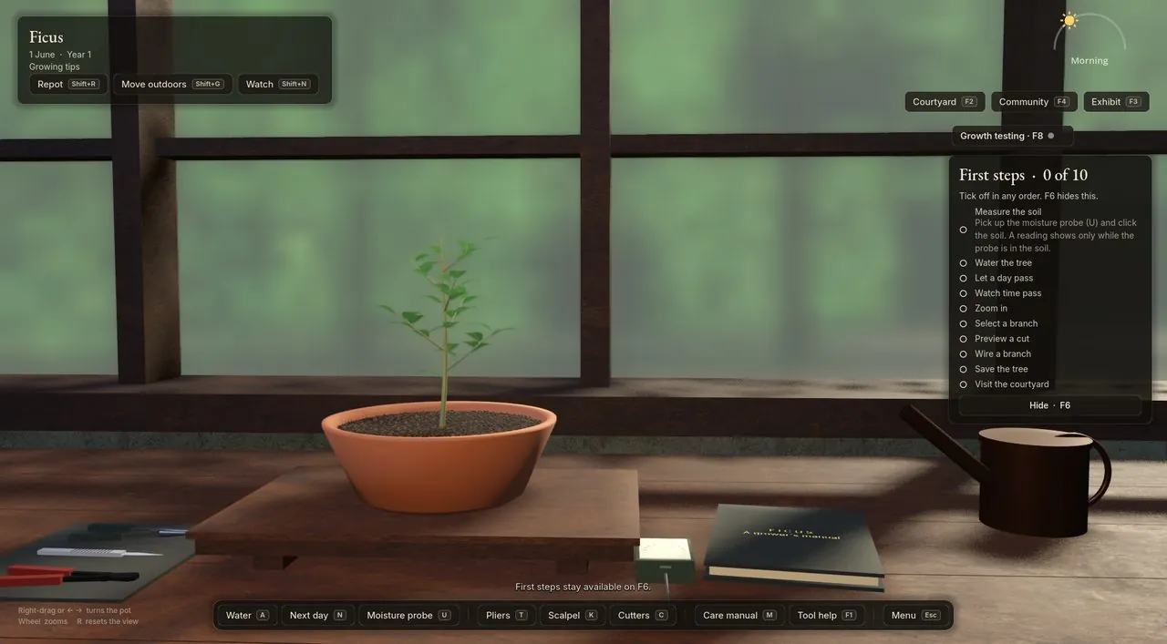 The old workbench view with a soft green blur behind the window.