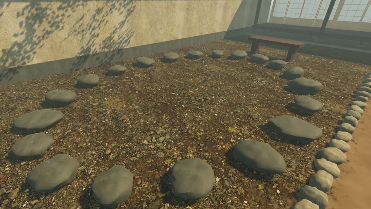 The empty pocket from the path's far corner.