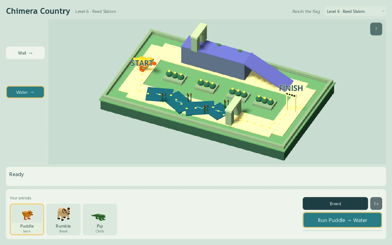 Reed Slalom, Level 6 of the Godot campaign. Retained development capture from September 12, 2026.